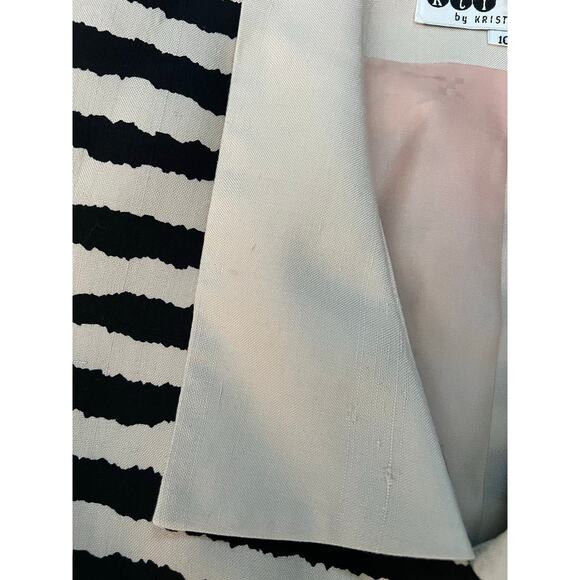 KTF by Kristinn Steinarr Womens Vintage 100% Silk Striped Work Skirt Suit Sz 10 - Picture 4 of 16